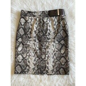 Michael Kors Women’s Size 2 Snakeskin Print Belted Pencil Skirt Back Slit